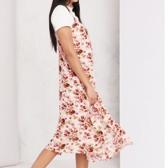 NWT Urban Outfitters Shirred Gauze Midi Slip Dress - Picture 3 of 8